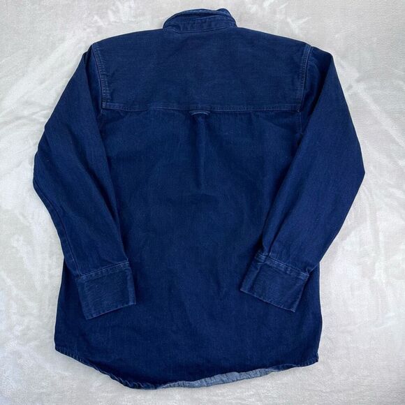 RO|MAN Shirt Mens M Dark Blue Denim Chambray Long Sleeve Flap Pocket Botton Up - Picture 3 of 6